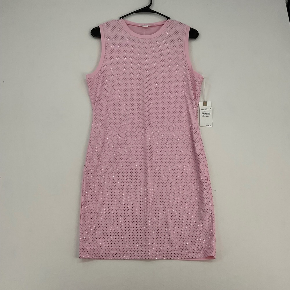 Good American Sugar Pink Rhinestone Mesh Mini Dress Size L NWT - Picture 6 of 11